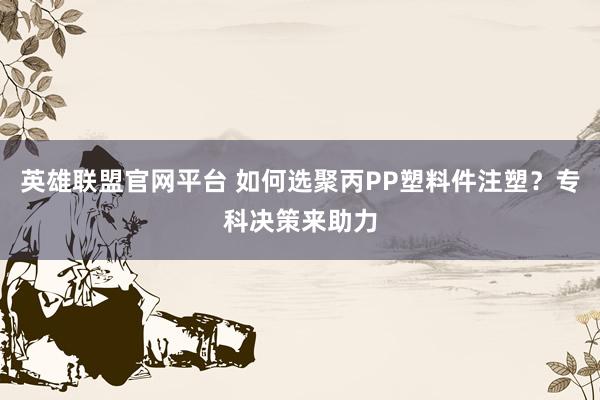 英雄联盟官网平台 如何选聚丙PP塑料件注塑？专科决策来助力
