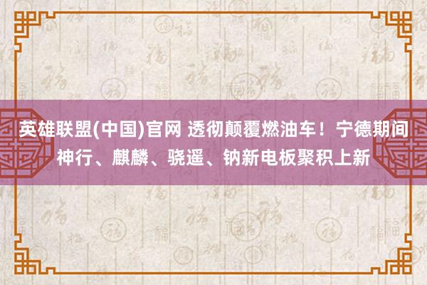 英雄联盟(中国)官网 透彻颠覆燃油车！宁德期间神行、麒麟、骁遥、钠新电板聚积上新