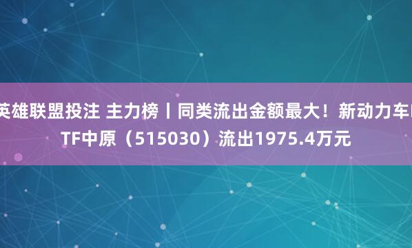 英雄联盟投注 主力榜丨同类流出金额最大！新动力车ETF中原（515030）流出1975.4万元