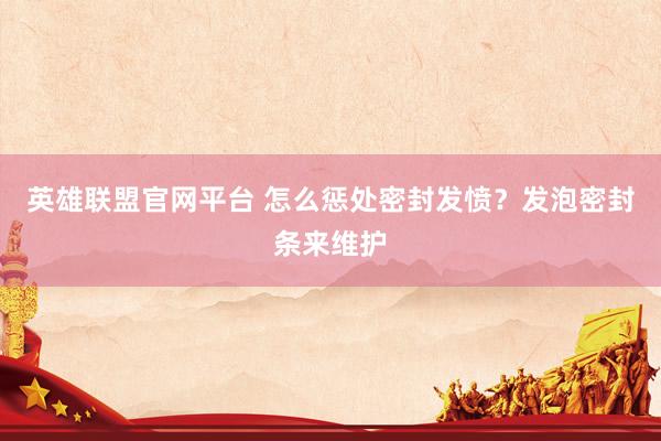 英雄联盟官网平台 怎么惩处密封发愤？发泡密封条来维护