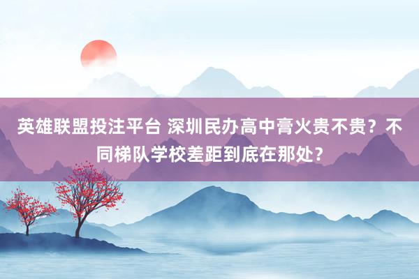 英雄联盟投注平台 深圳民办高中膏火贵不贵？不同梯队学校差距到底在那处？